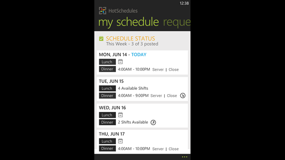 hot schedules apk