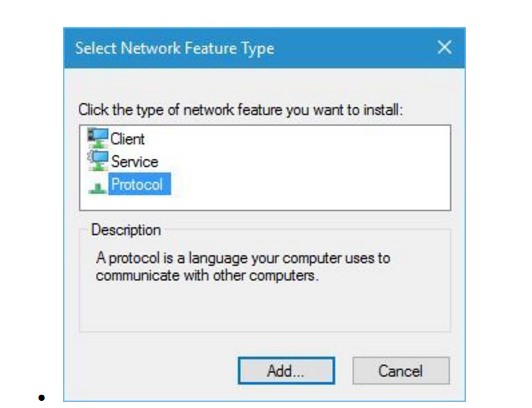one or more network protocols are missing on this computer
