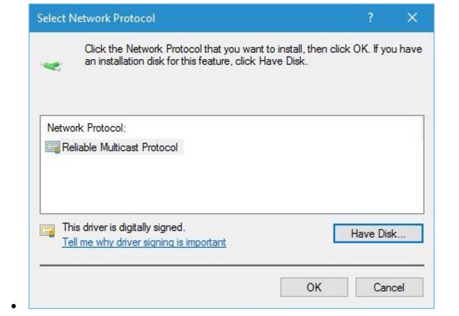 one or more network protocols are missing on this computer